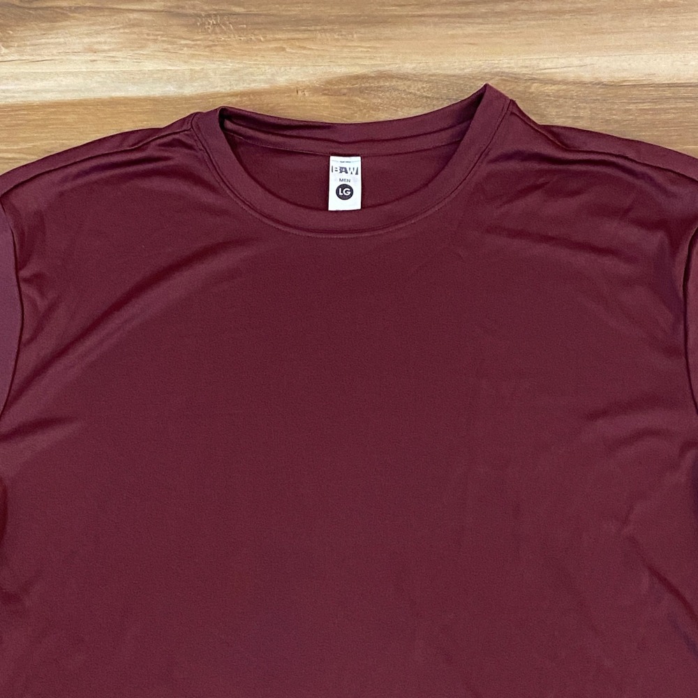 BAW Shirt Mens Large Xtreme-Tek Long Sleeve Maroon Athletic T-Shirt Performance